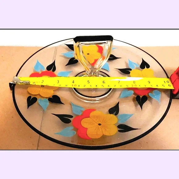 Vintage 40s/50s Hand Painted Hors d'oeuvre/Cake/Tidbit Plate - Picture 9 of 9